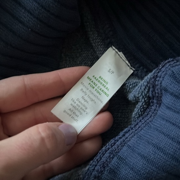 Aerie Blue “Checked Out” Crewneck Sweater Size Small - Picture 7 of 8